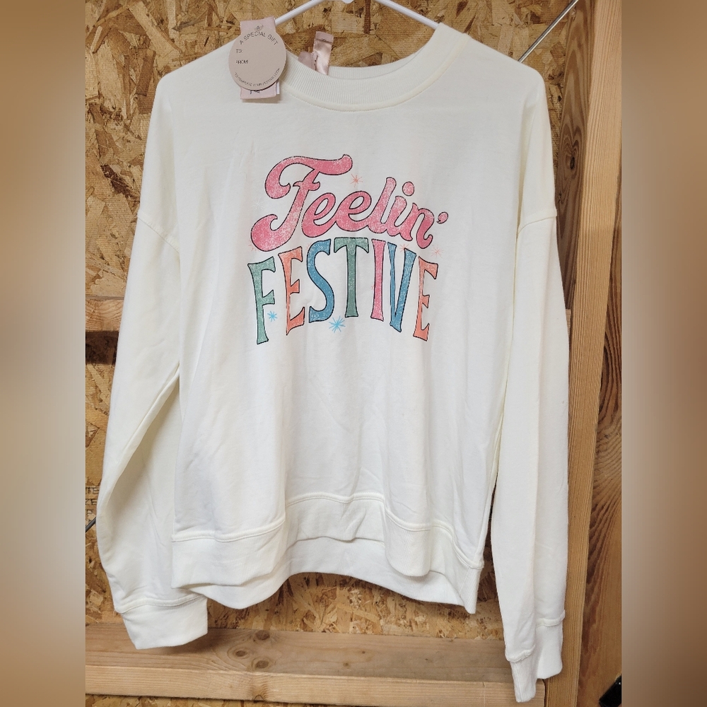 Philosophy NWT Feelin Festive Christmas Sweatshirt Womans Size Medium